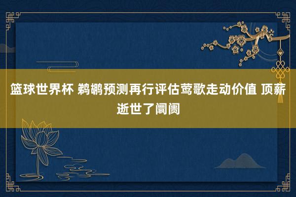 篮球世界杯 鹈鹕预测再行评估莺歌走动价值 顶薪逝世了阛阓